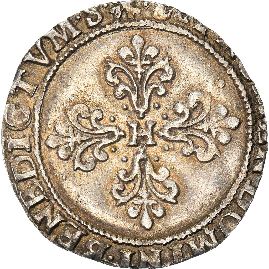 Monnaie, France, Henri III, 1/2 Franc au col plat, 1588, Toulouse, TTB, Argent