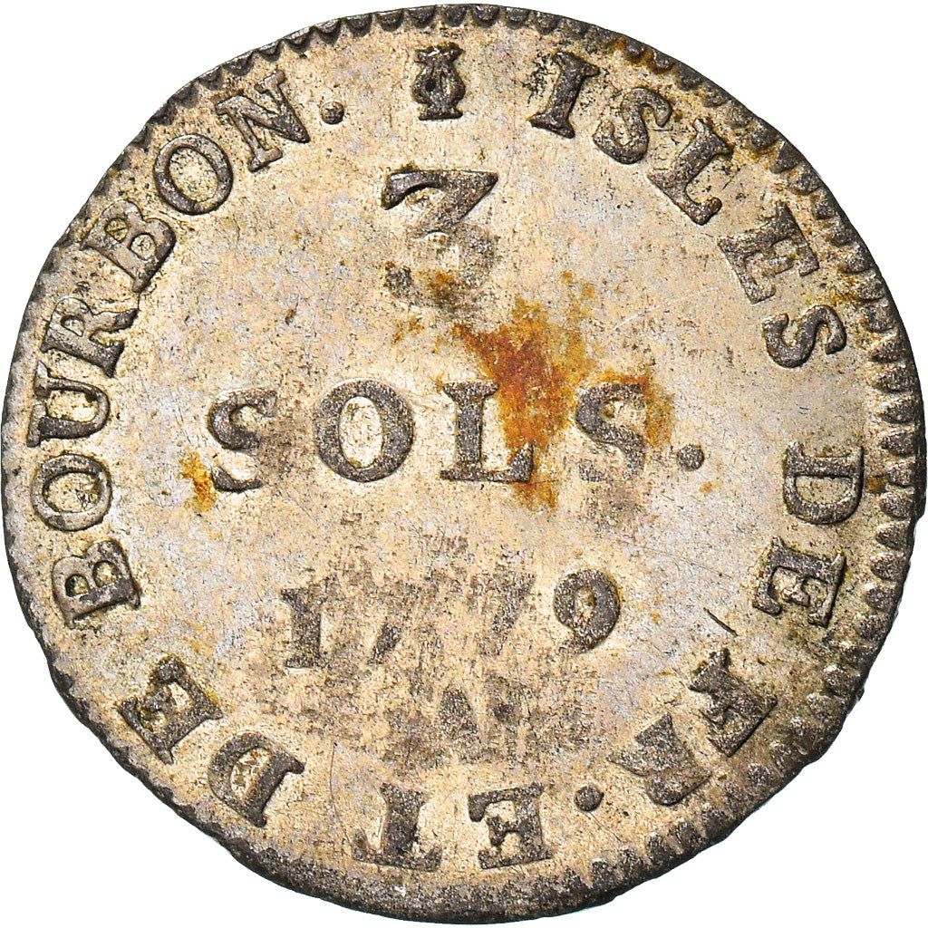 Moneta, ISLE DE BOURBON, Louis XVI, 3 Sous, 1779, Paris, BB, Biglione, KM:1