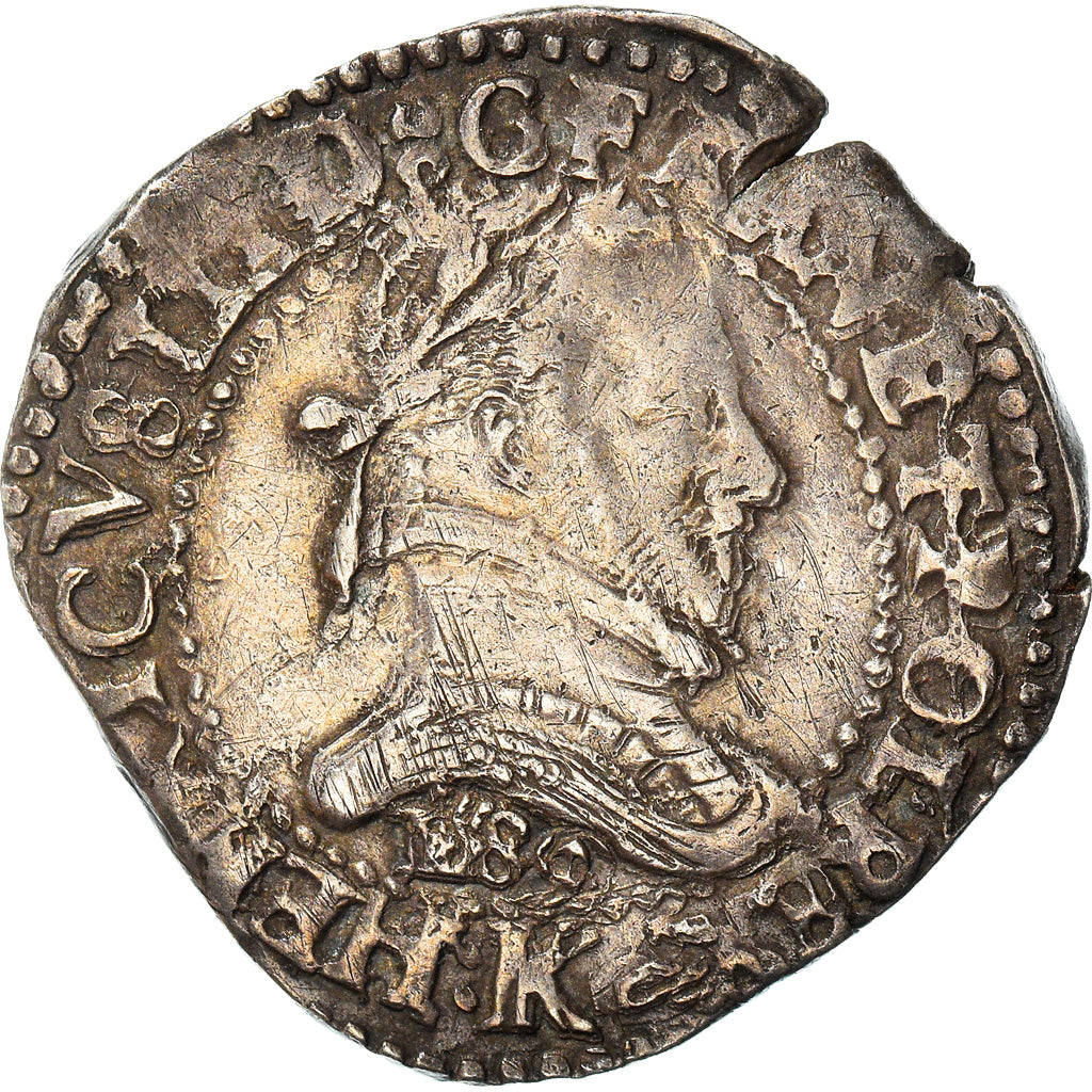 Monnaie, France, Henri III, Demi franc au col plat, 1/2 Franc, 1589, Bordeaux