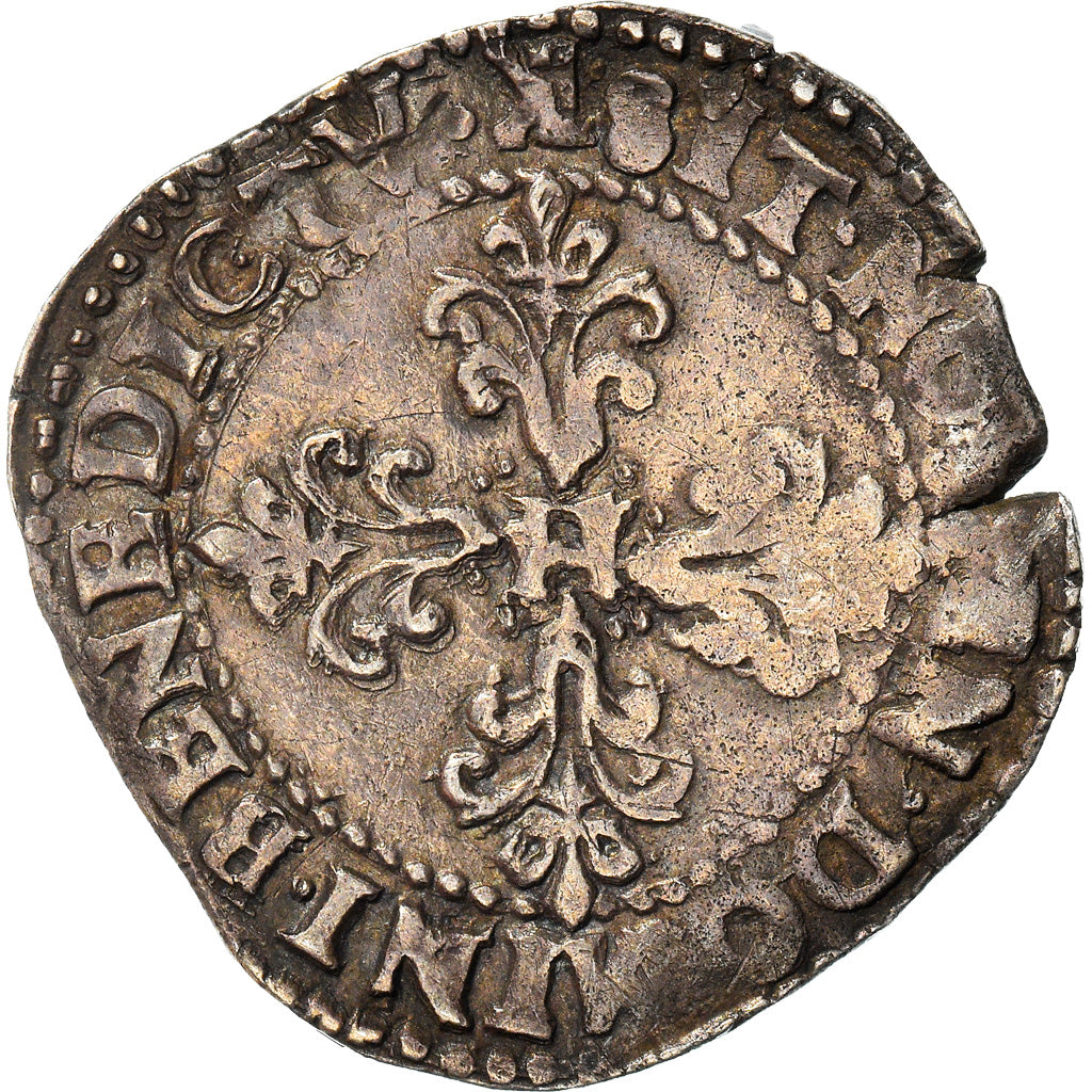 Monnaie, France, Henri III, Demi franc au col plat, 1/2 Franc, 1589, Bordeaux