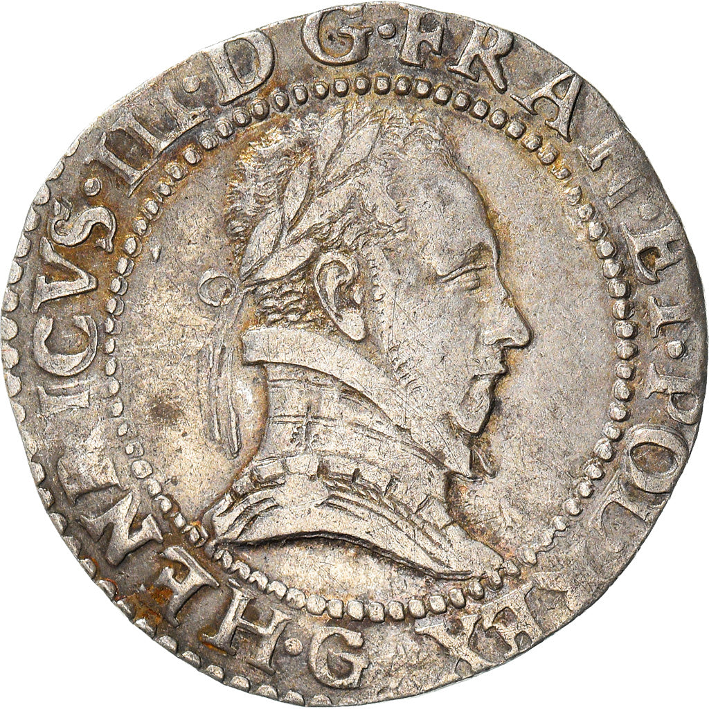 Coin, France, Henri III, 1/2 Franc au col plat, 1577, Poitiers, EF(40-45)