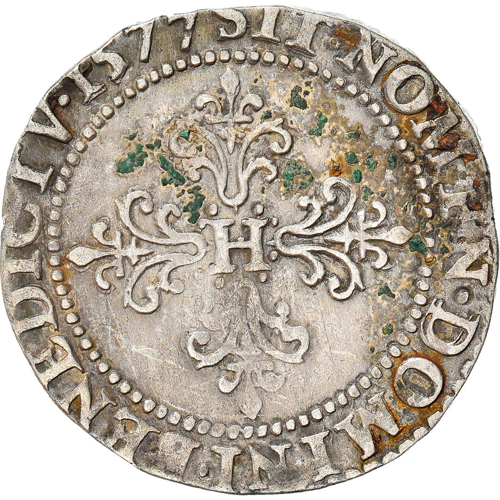 Coin, France, Henri III, 1/2 Franc au col plat, 1577, Poitiers, EF(40-45)
