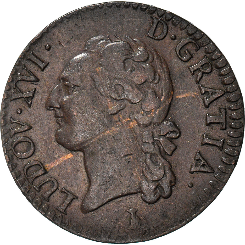 Monnaie, France, Louis XVI, 1/2 Sol ou 1/2 sou, 1/2 Sol, 1788, Nantes, TTB