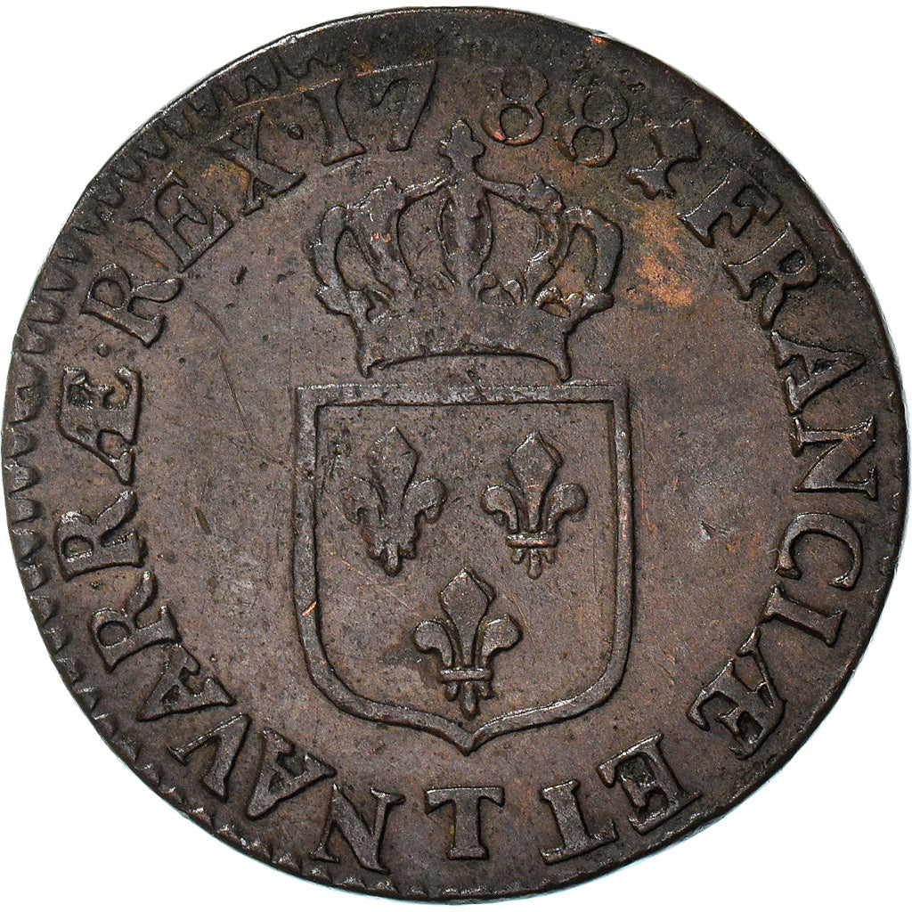 Monnaie, France, Louis XVI, 1/2 Sol ou 1/2 sou, 1/2 Sol, 1788, Nantes, TTB
