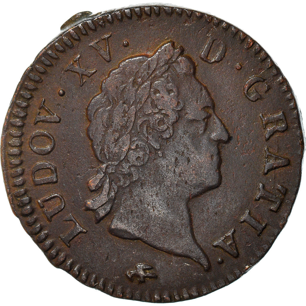 Monnaie, France, Louis XV, Sol à la vieille tête, 1771, Lyon, TTB, Cuivre