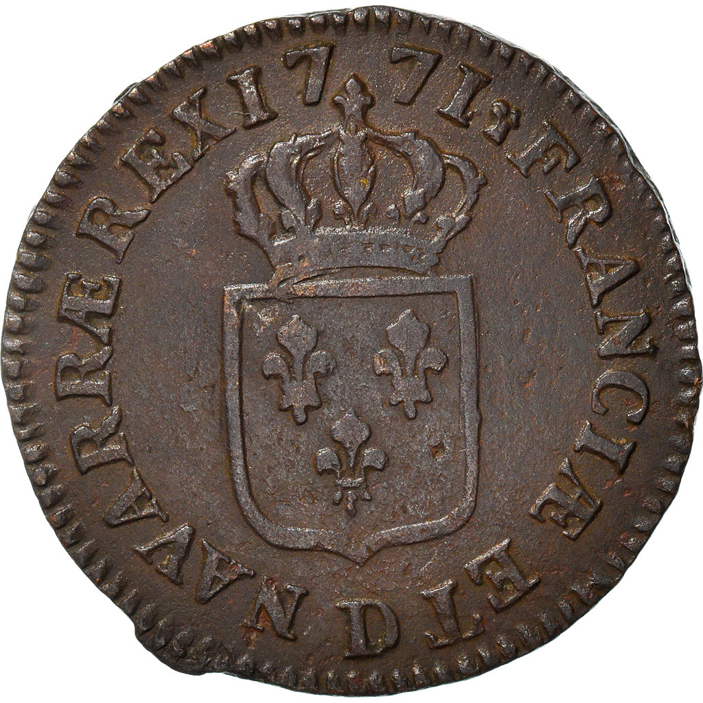 Monnaie, France, Louis XV, Sol à la vieille tête, 1771, Lyon, TTB, Cuivre