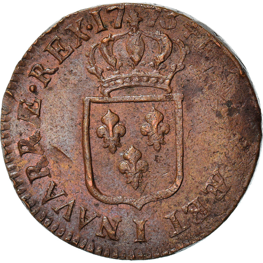 Moneta, Francia, Louis XV, Sol à la vieille tête, 1773, Limoges, BB, Rame