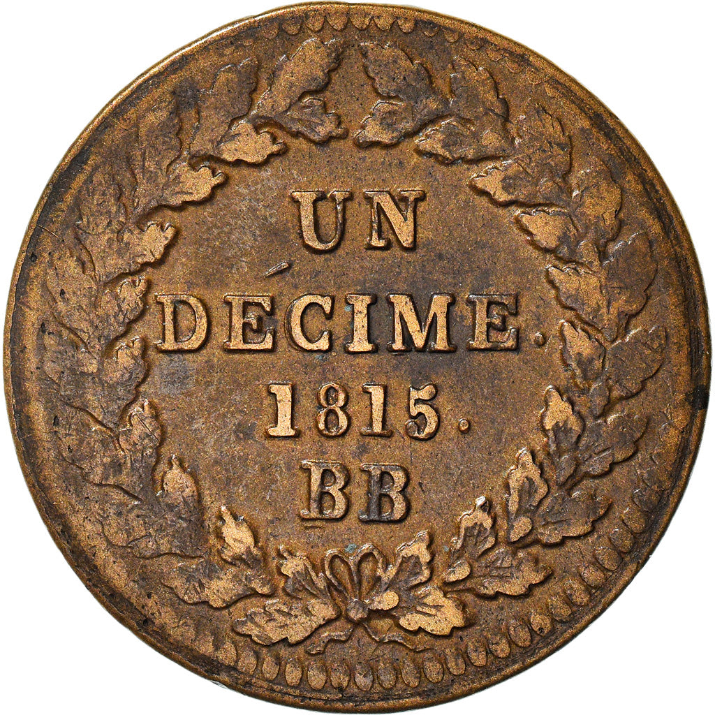Coin, France, Louis XVIII, Decime, 1815, Strasbourg, EF(40-45), Bronze, KM:701
