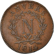 Münze, FRENCH STATES, ANTWERP, 10 Centimes, 1814, Anvers, S+, Bronze, KM:5.4