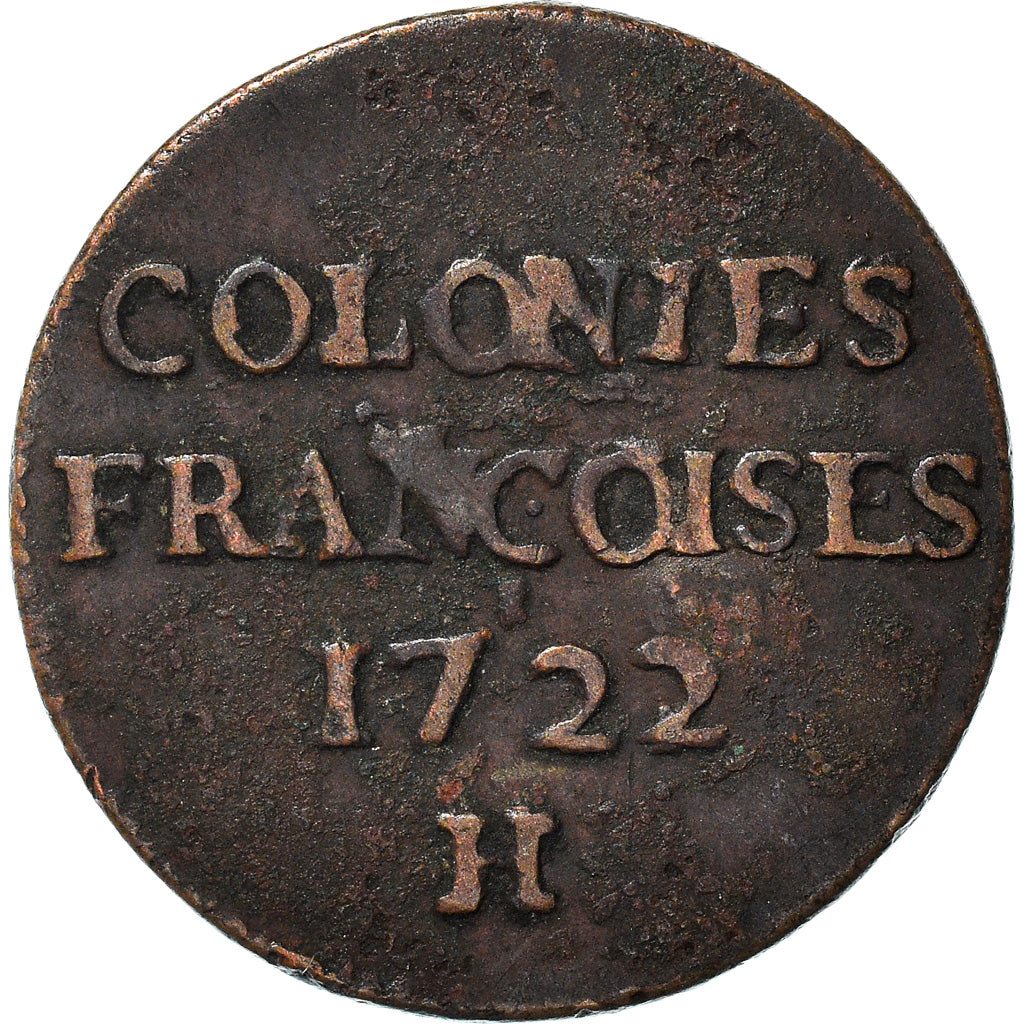 Moneda, COLONIAS FRANCESAS, Louis XV, 9 Deniers, 1722, La Rochelle, BC+, Cobre
