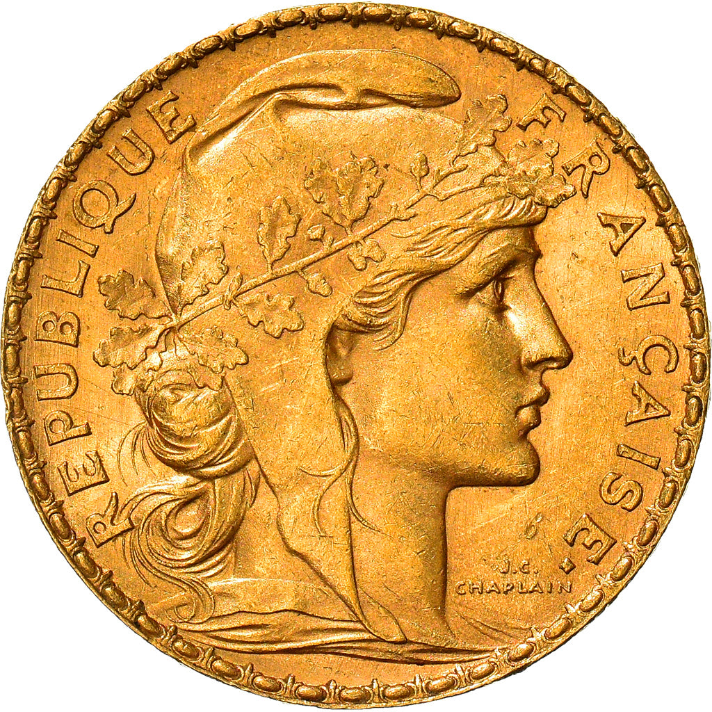 Moneda, Francia, Marianne, 20 Francs, 1901, Paris, MBC+, Oro, KM:847