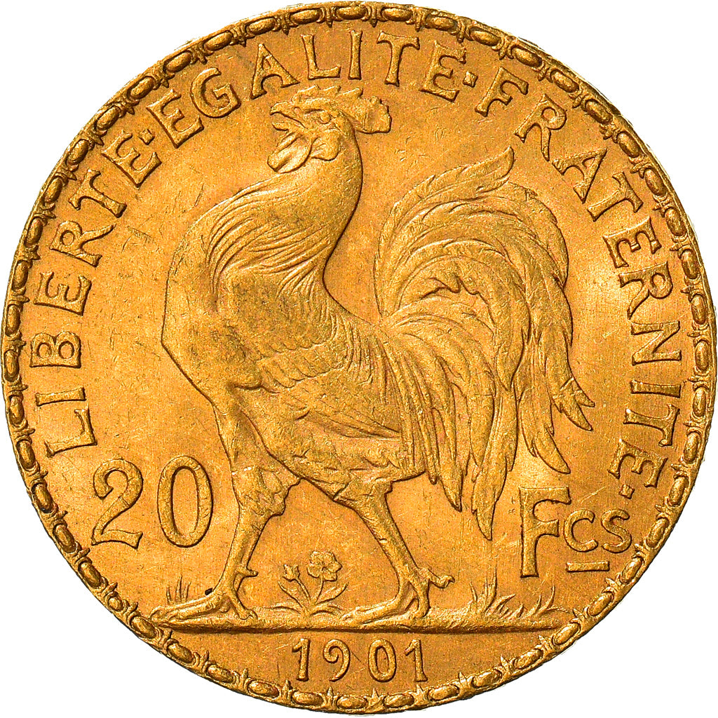 Moneda, Francia, Marianne, 20 Francs, 1901, Paris, MBC+, Oro, KM:847