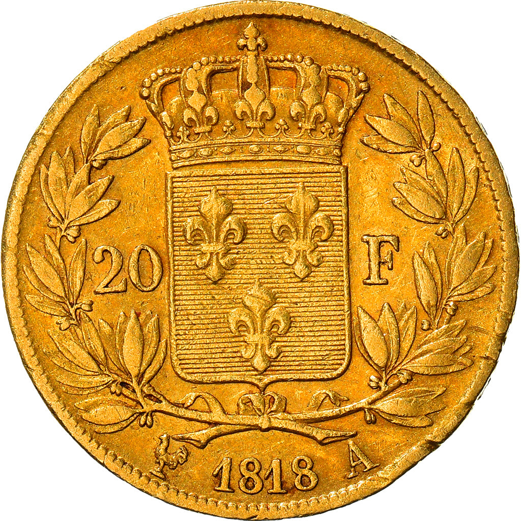 Moneta, Francia, Louis XVIII, 20 Francs, 1818, Paris, BB, Oro, KM:712.1