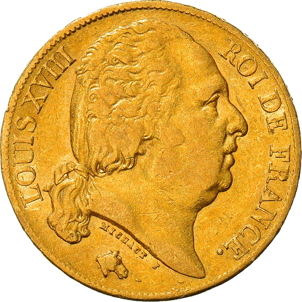 Coin, France, Louis XVIII, Louis XVIII, 20 Francs, 1819, Paris, EF(40-45), Gold