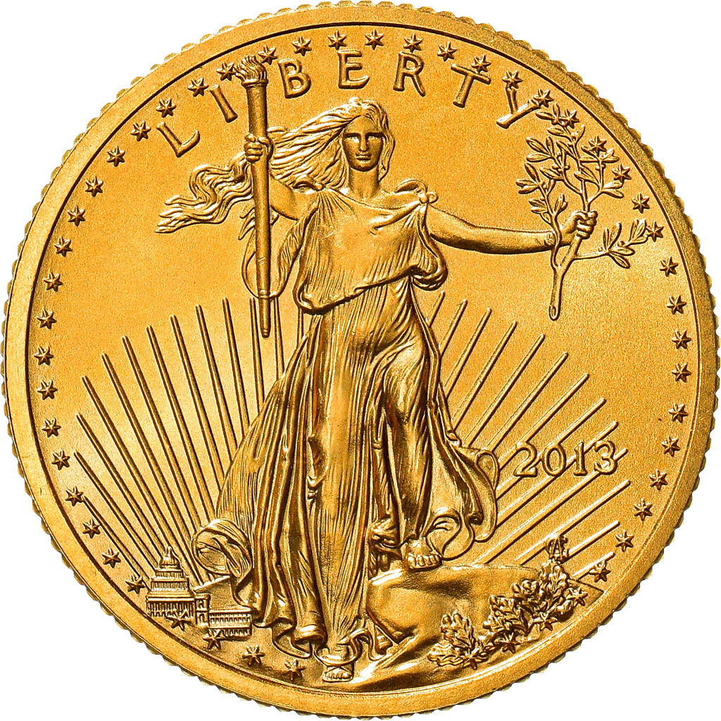 Coin, United States, Liberty, $10, 2013, U.S. Mint, 1/4 Oz, MS(65-70), Gold