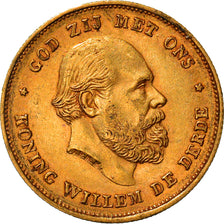 Moneta, Holandia, William III, 10 Gulden, 1875, AU(50-53), Złoto, KM:105