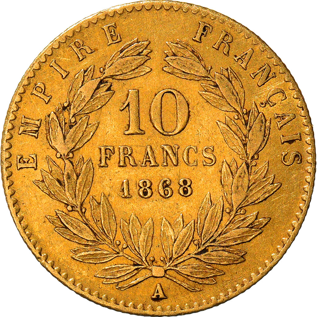 Coin, France, Napoleon III, 10 Francs, 1868, Paris, EF(40-45), Gold, KM:800.1