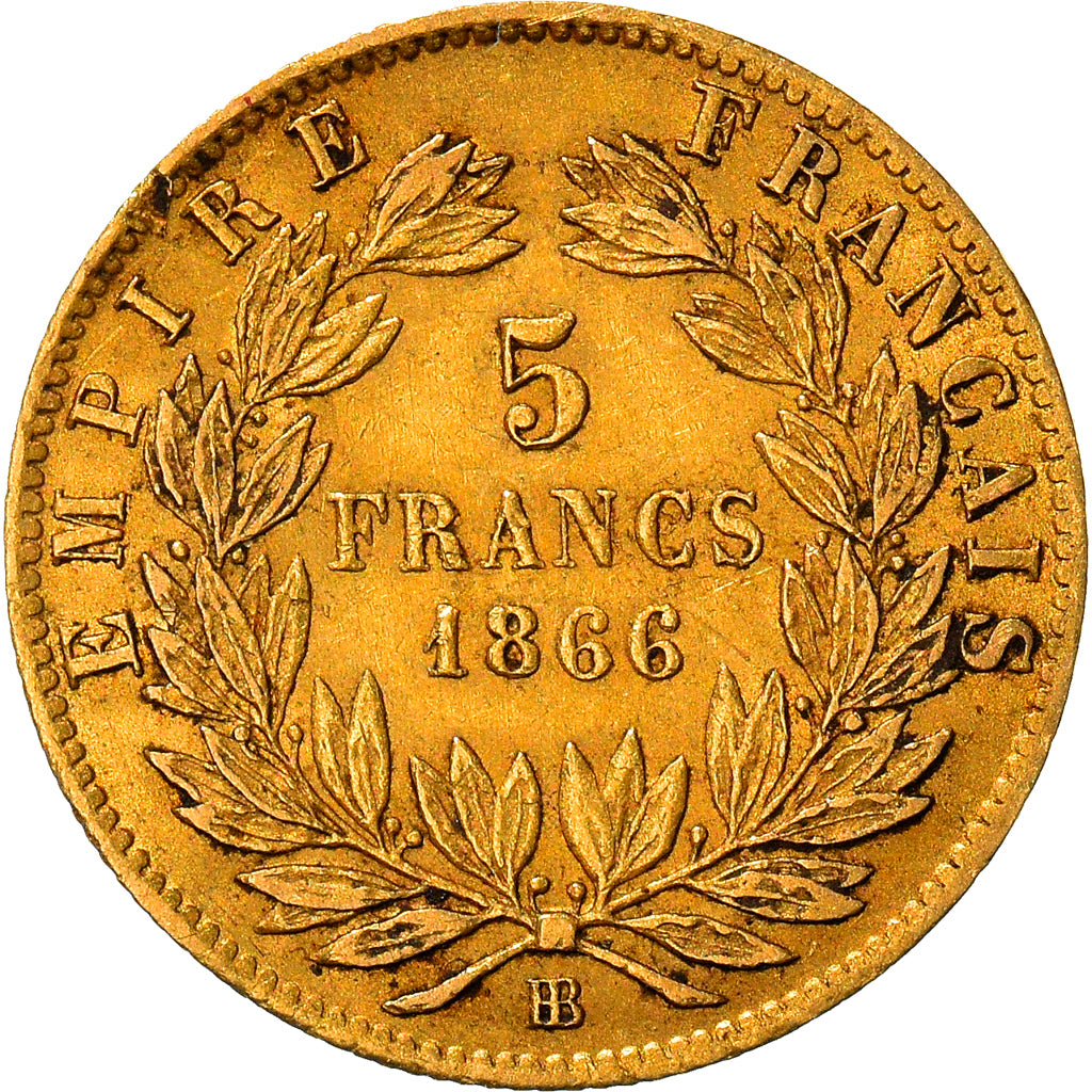 Monnaie, France, Napoleon III, 5 Francs, 1866, Strasbourg, TTB, Or