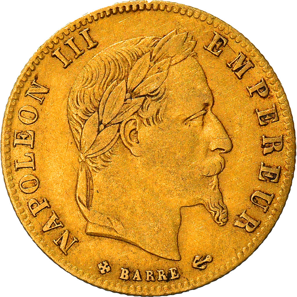 Munten, Frankrijk, Napoleon III, 5 Francs, 1866, Strasbourg, ZF, Goud, KM:803.2