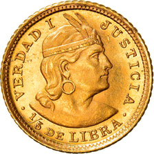 Moneda, Perú, 1/5 Libra, Pound, 1965, Lima, SC, Oro, KM:210