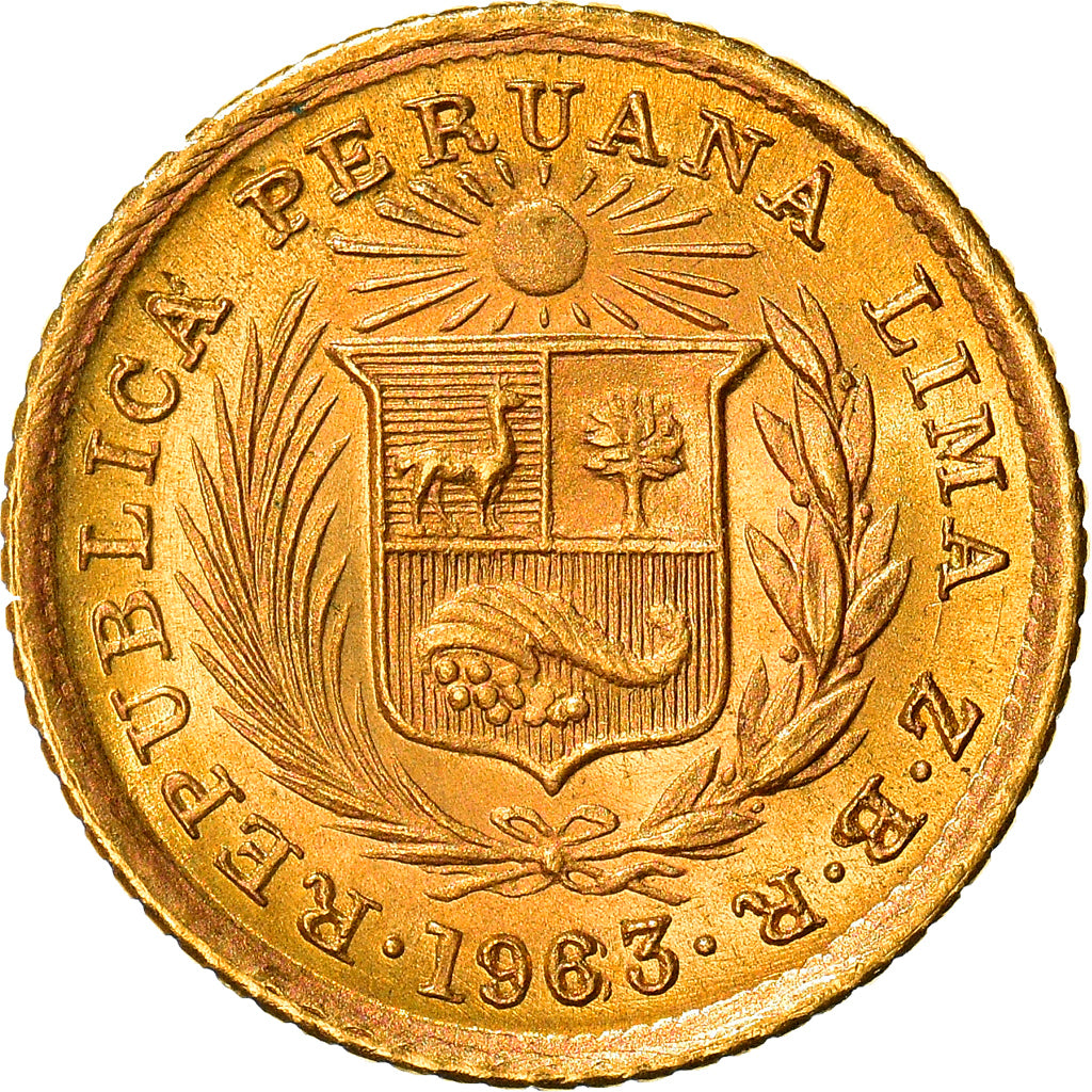 Moeda, Peru, 1/5 Libra, Pound, 1963, Lima, MS(63), Dourado, KM:210