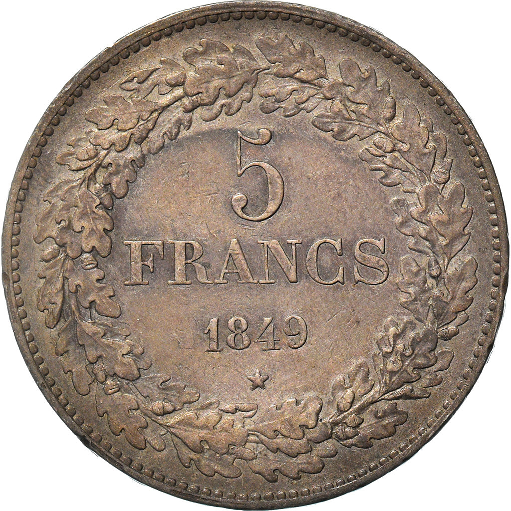 Moneta, Belgio, Leopold I, 5 Francs, 5 Frank, 1849, BB+, Argento, KM:3.2