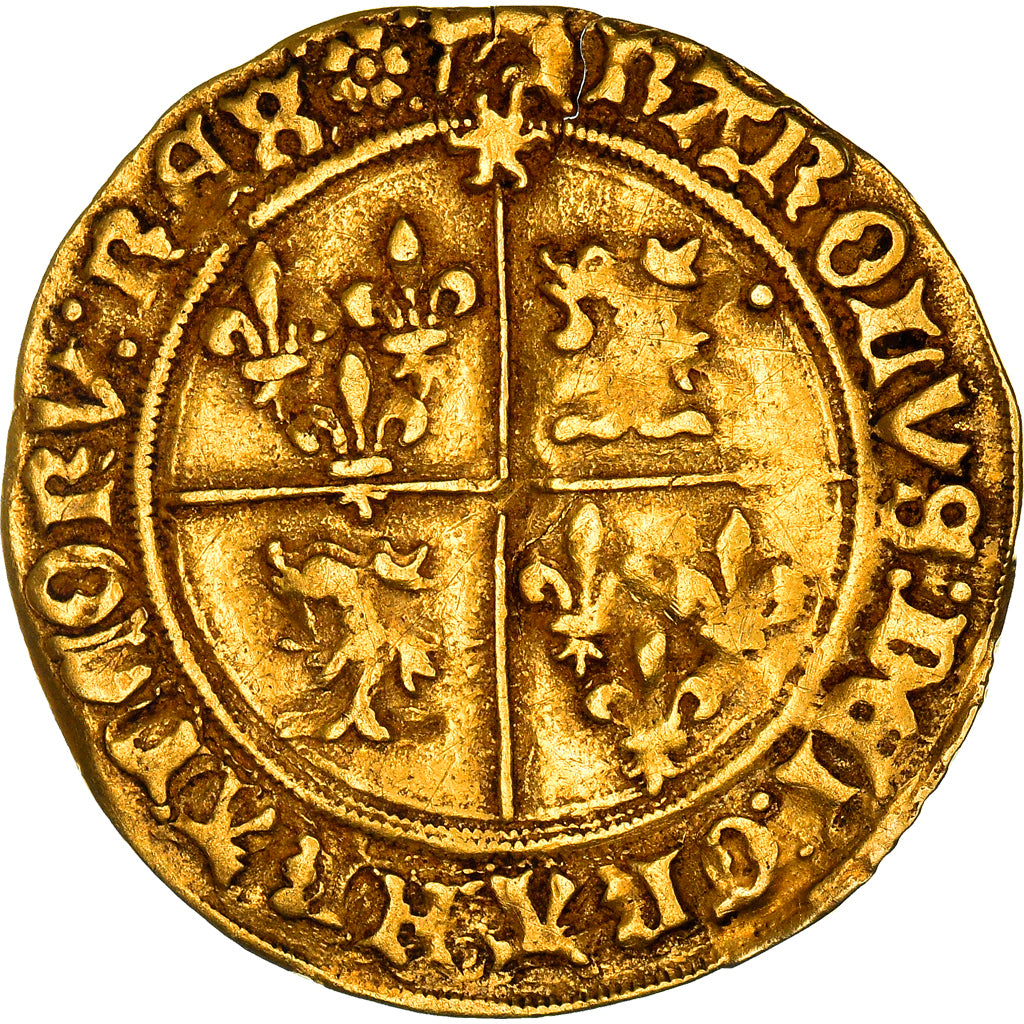 Moneda, Francia, Charles VIII, Ecu d'or au soleil du Dauphiné, 1498, MBC, Oro