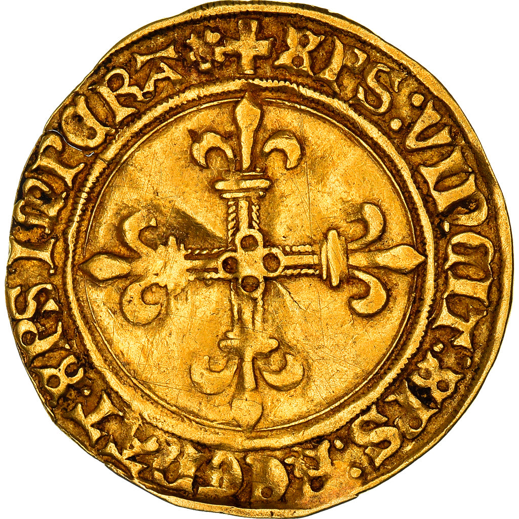 Moneda, Francia, Charles VIII, Ecu d'or au soleil du Dauphiné, 1498, MBC, Oro