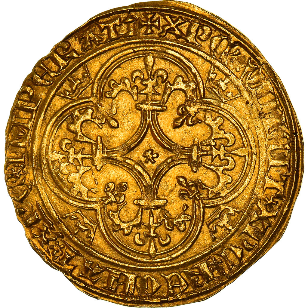 Coin, France, Charles VI, Ecu d'or, Tours, AU(55-58), Gold, Duplessy:369