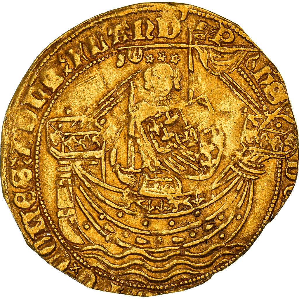Moeda, Bélgica, Flanders, Philippe le Hardi, Noble d'or, 1388, Gand, EF(40-45)