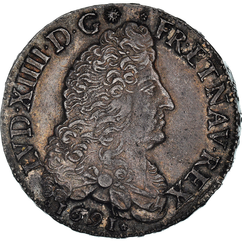 Coin, France, Louis XIV, 1/2 Écu aux 8 L, 1/2 Ecu, 1691, Amiens, AU(55-58)