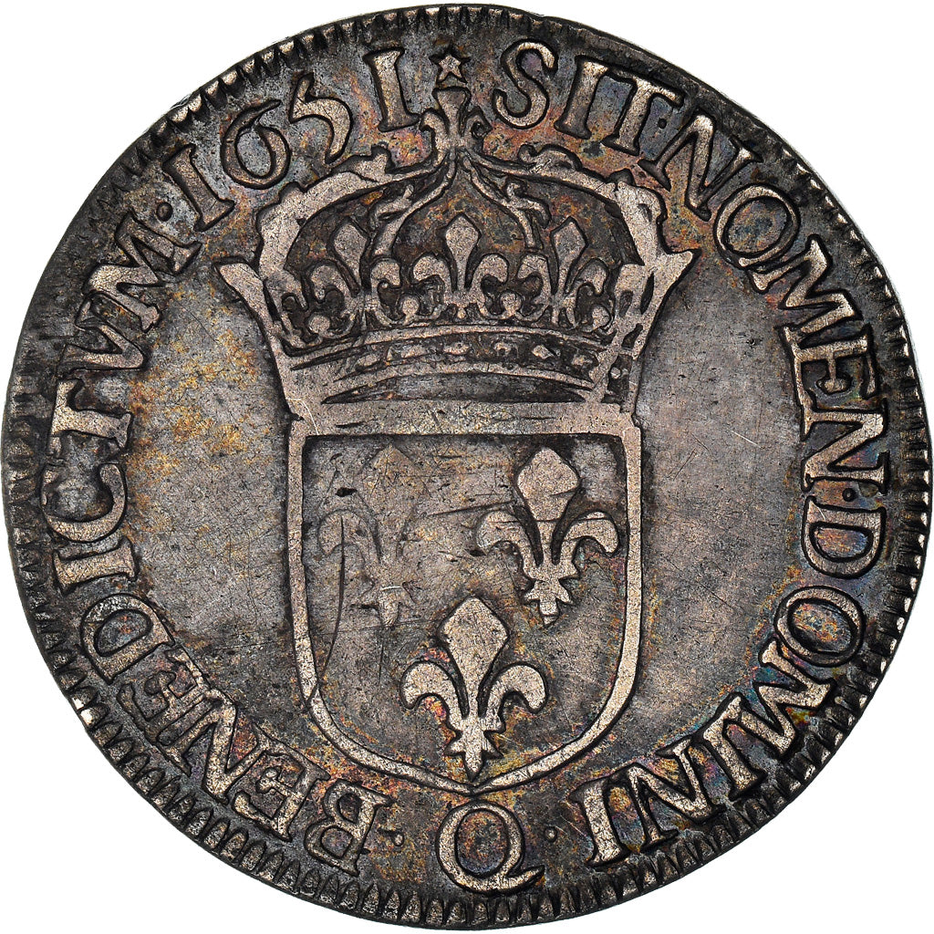 Munten, Frankrijk, Louis XIV, 1/2 Écu à la mèche longue, 1/2 Ecu, 1651
