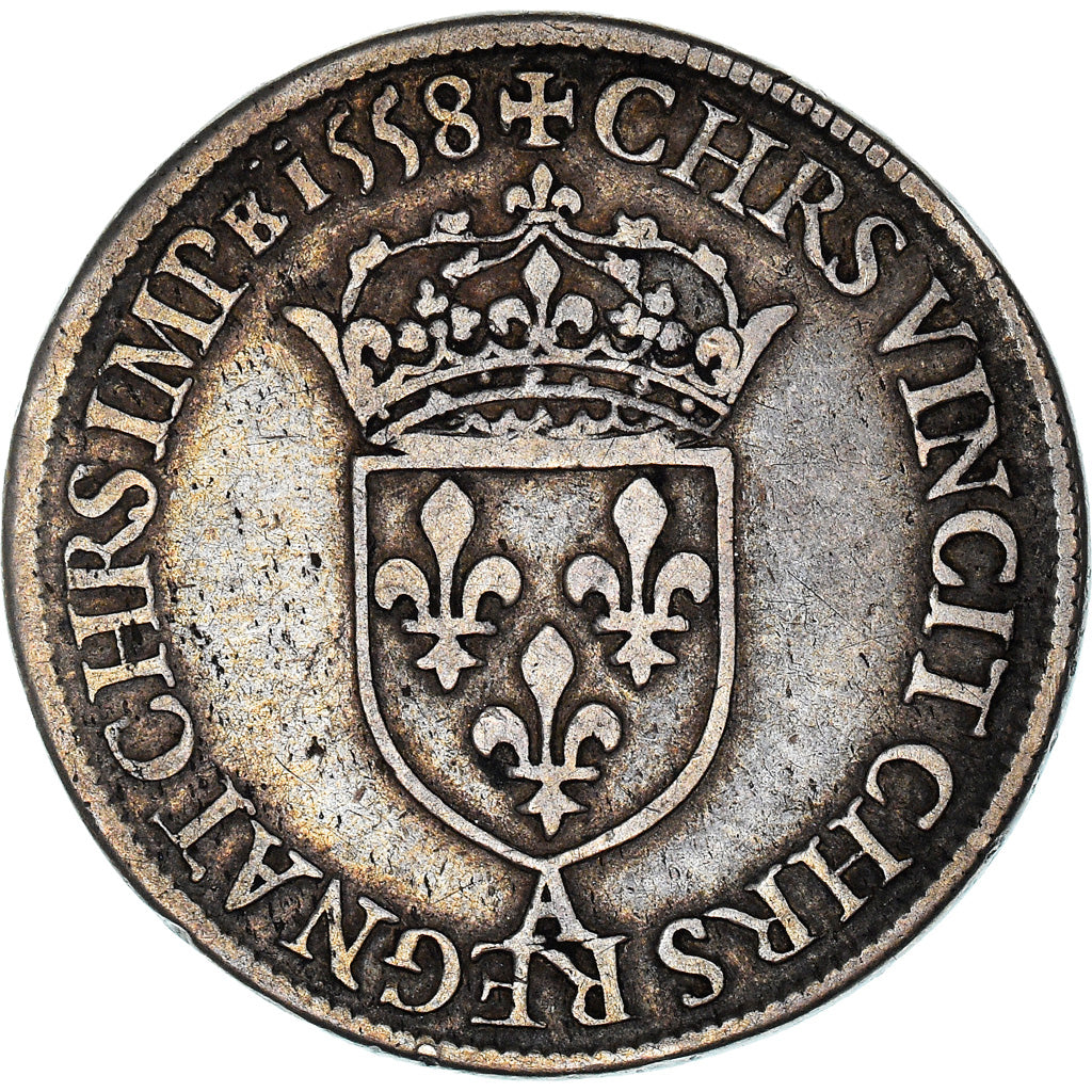 Moneta, Francja, Henri II, Teston au buste lauré, 1558, Paris, EF(40-45)