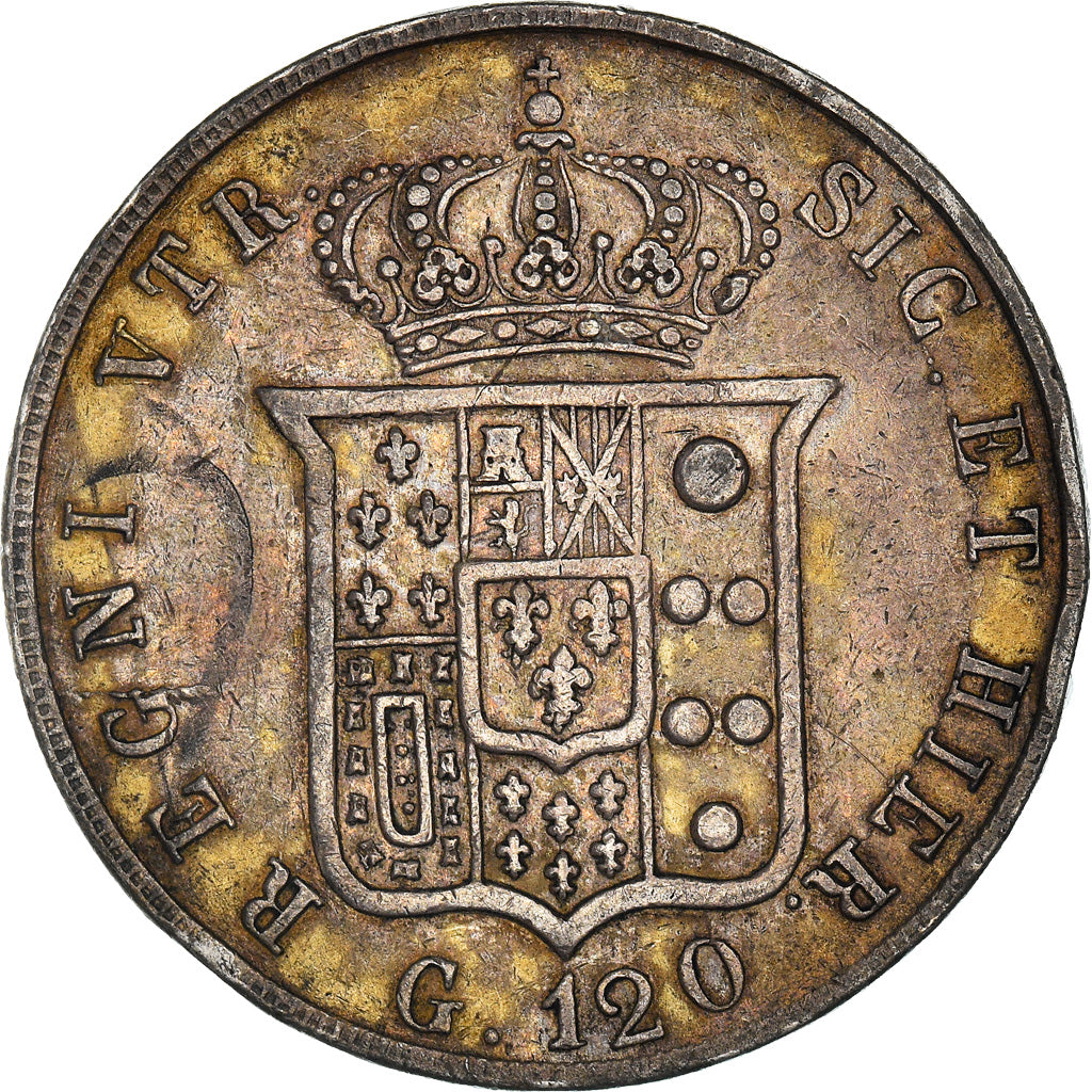 Monnaie, États italiens, NAPLES, Ferdinando II, 120 Grana, 1856, TTB, Argent