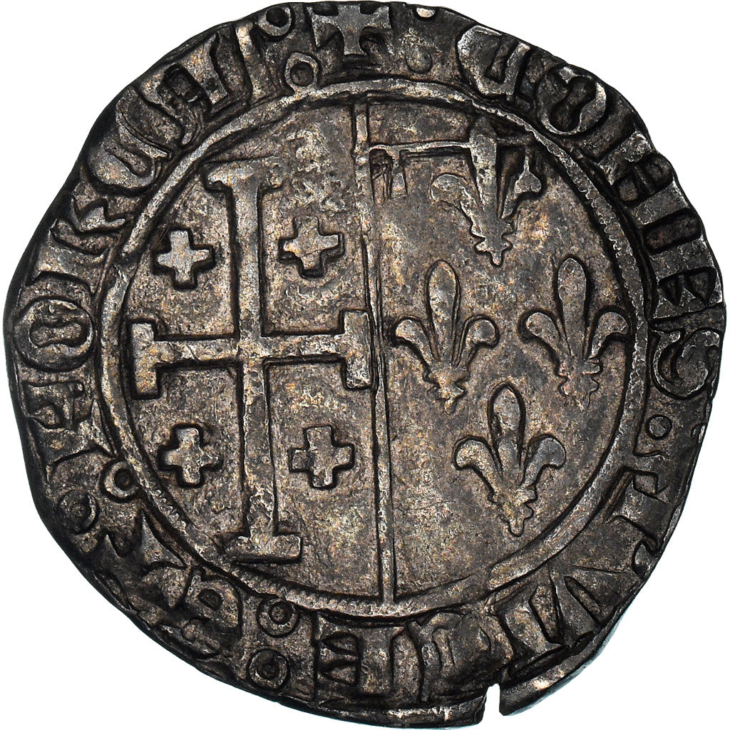 Monnaie, France, Provence, Louis II d'Anjou, Sol coronat, 1414, Tarascon, TTB+