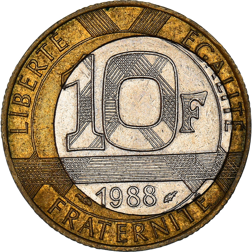 Monnaie, France, Génie, 10 Francs, 1988, Paris, Fautée - Coeur décentré