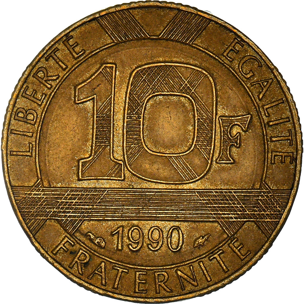Moneta, Francia, Génie, 10 Francs, 1990, Pessac, Fautée - Mono-métal bronze