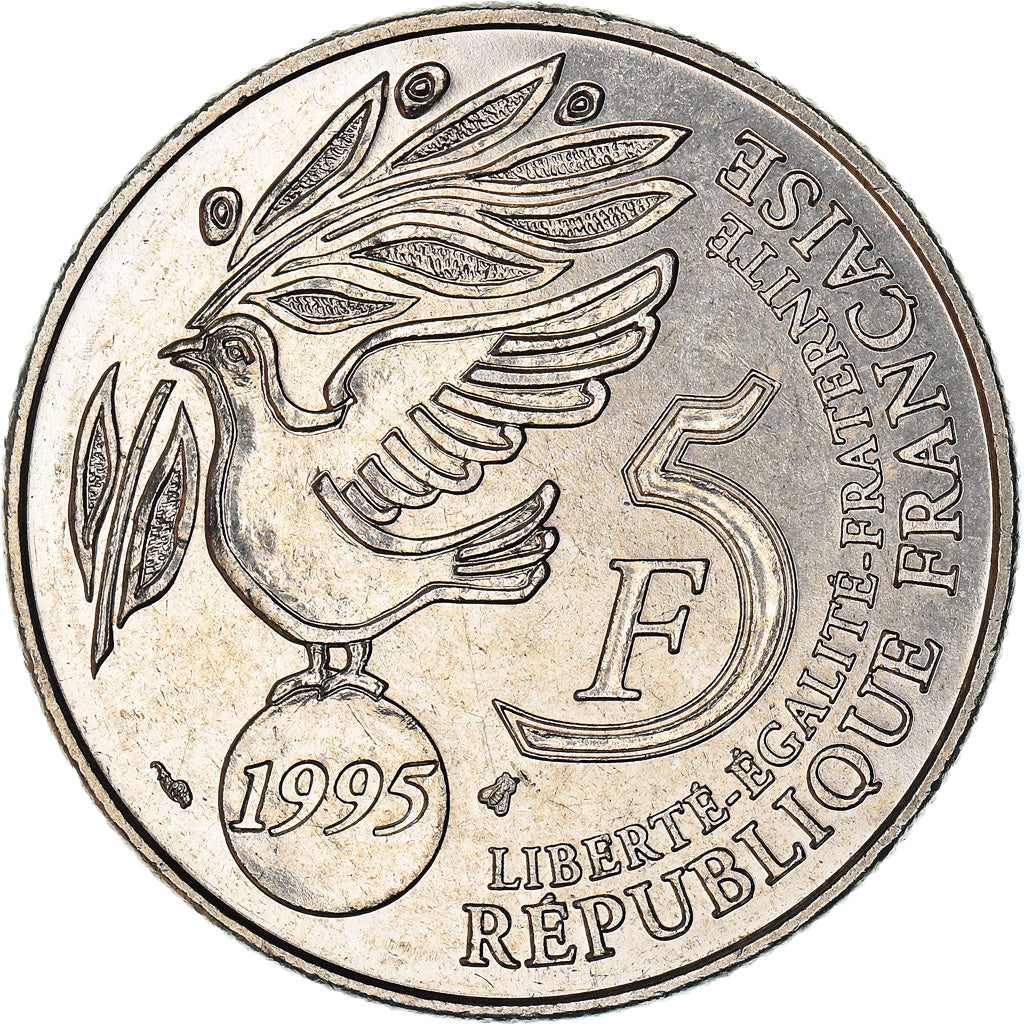 Munten, Frankrijk, ONU, 5 Francs, 1995, Paris, PR+, Nickel Clad Copper-Nickel