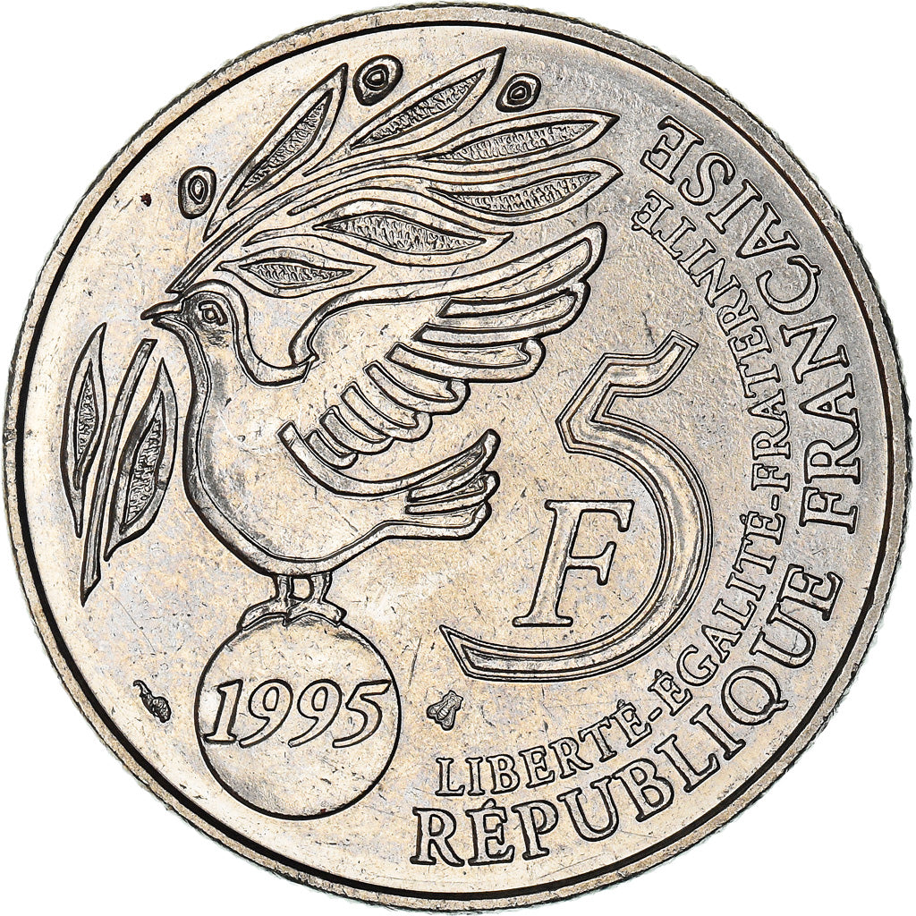 Munten, Frankrijk, ONU, 5 Francs, 1995, Paris, PR+, Nickel Clad Copper-Nickel