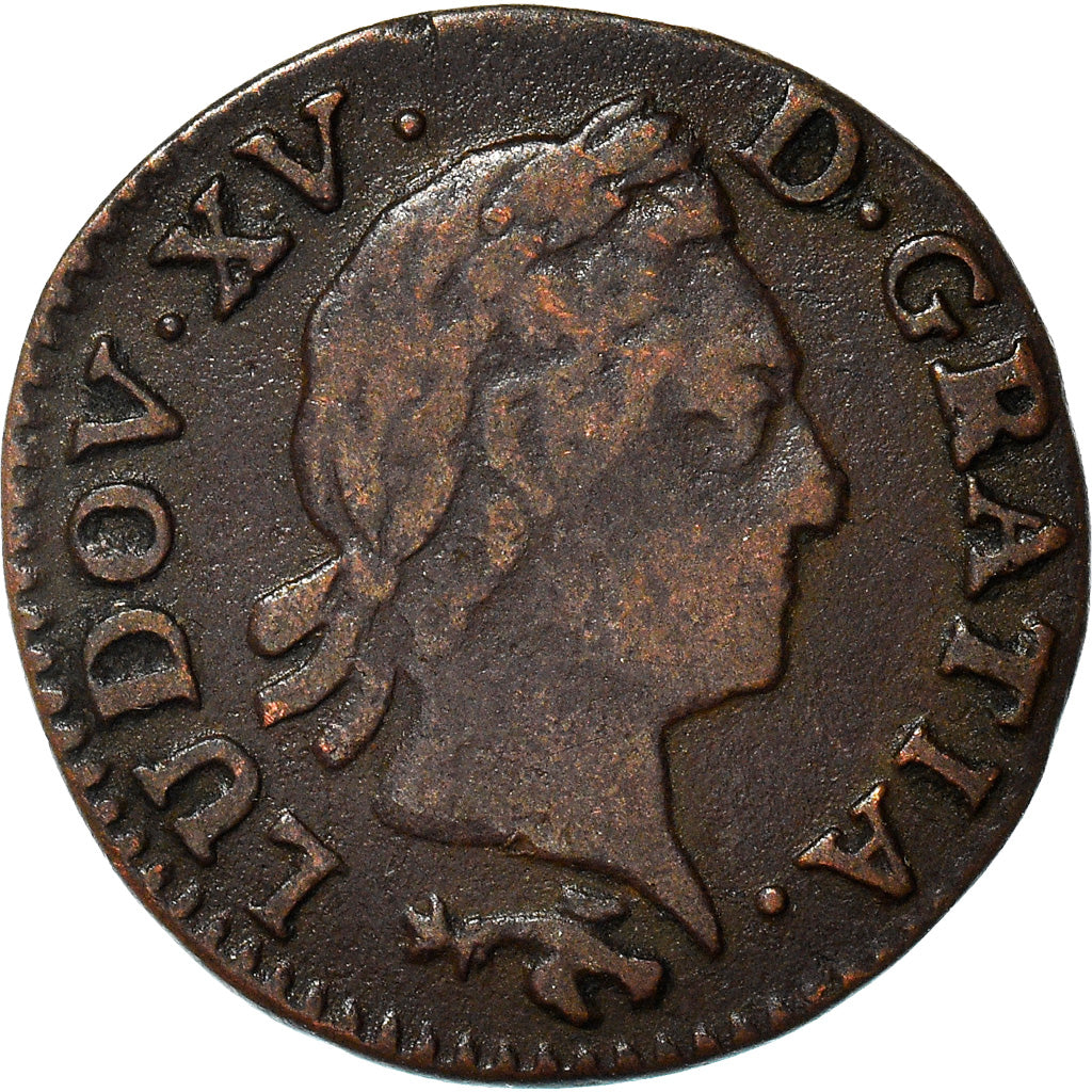 Moneda, Francia, Louis XV, Liard à la vieille tête, Liard, 1770, Besançon