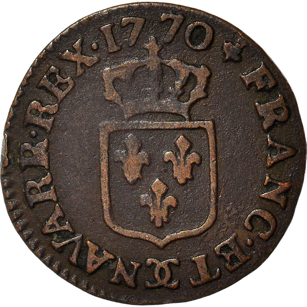 Moneda, Francia, Louis XV, Liard à la vieille tête, Liard, 1770, Besançon