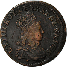 Monnaie, France, Louis XIV, Liard de France au buste juvénile, deuxième type