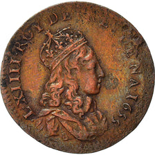 Coin, France, Louis XIV, Liard de France au buste juvénile, deuxième type