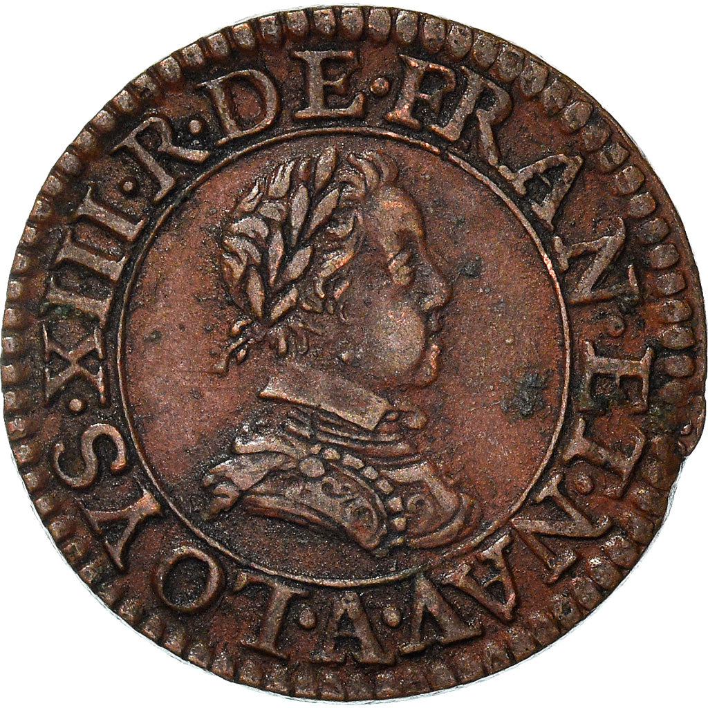 Moneta, Francja, Louis XIII, Double Tournois, 1616, Paris, AU(50-53), Miedź