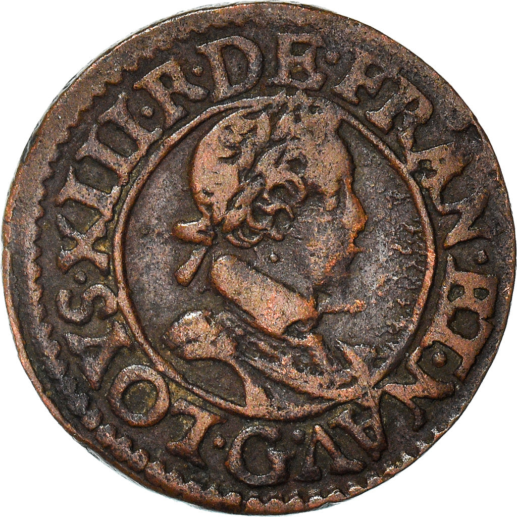 Moneta, Francja, Louis XIII, Double Tournois, 1620, Poitiers, VF(30-35), Miedź