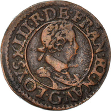 Moneta, Francja, Louis XIII, Double Tournois, 1620, Poitiers, VF(30-35), Miedź