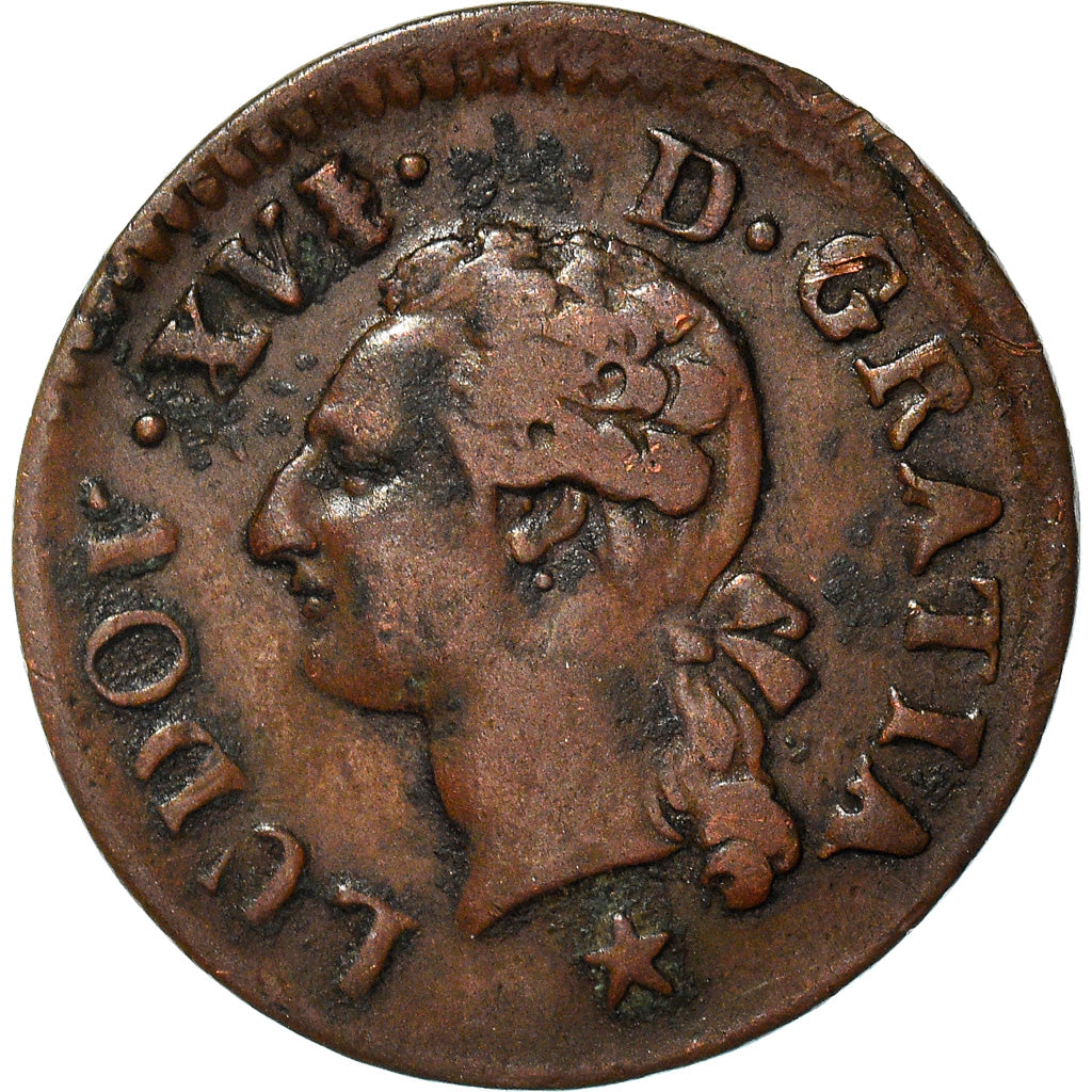 Moneta, Francja, Louis XVI, Liard, Liard, 1782, Aix, EF(40-45), Miedź