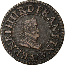 Coin, France, Henri IV, Denier Tournois, 1606, Paris, EF(40-45), Copper, KM:15