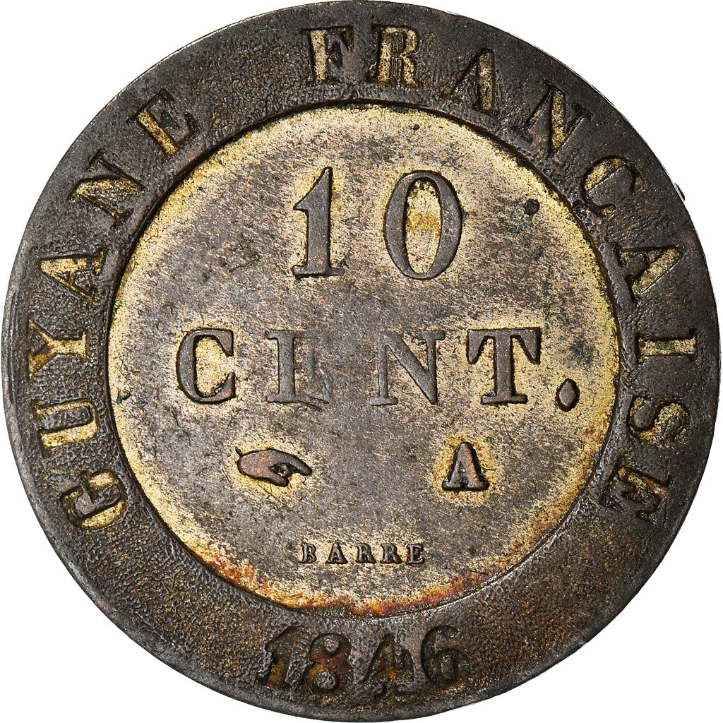 Monnaie, FRENCH GUIANA, Louis-Philippe, 10 Centimes, 1846, Paris, TTB, Billon