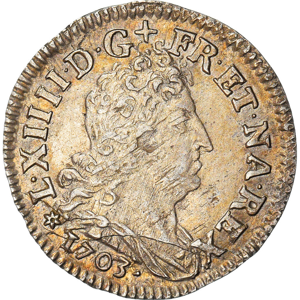 Moeda, França, Louis XIV, 5 Sols aux insignes, 5 Sols, 1/16 ECU, 1703